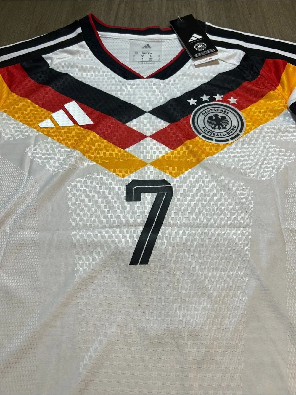 adidas White Havertz #7 Germany Soccer Jersey with Black, Red, Yellow Accents